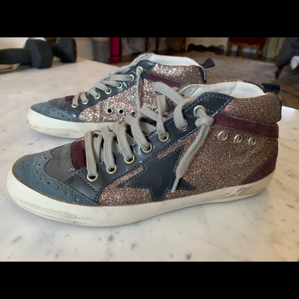 Fabulous Golden Goose Sparkle Star Skateboard Sneaker Size 37